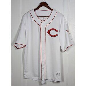 True Fan Cincinnati Reds Jersey Adult Size XL White Button Up Shirt MLB Baseball